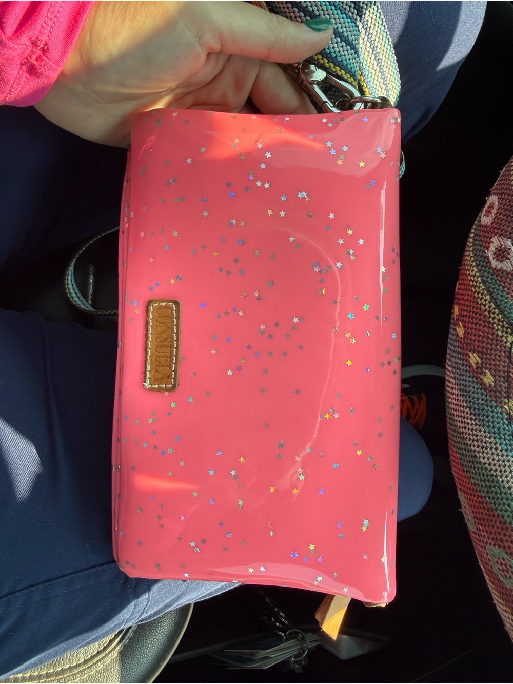 Consuela Pink Star-Print Wristlet Clutch
